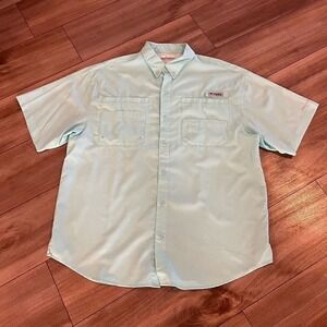 Columbia Turquoise Blue PFG Buttonup Men Large Bin K-24